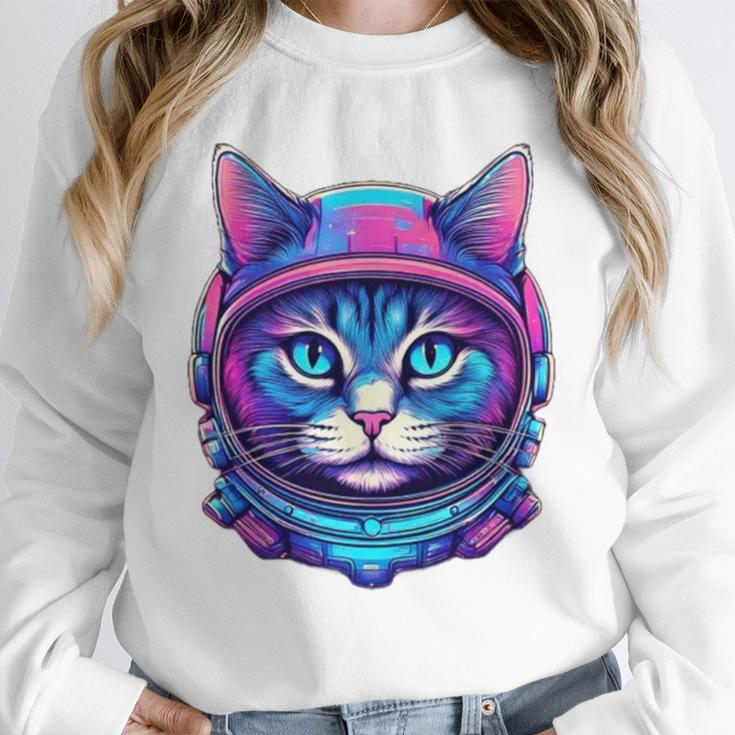 Retro 80s Cat In Space Suit Nostalgia Cat Vintage Astronaut Unisex Sweatshirt