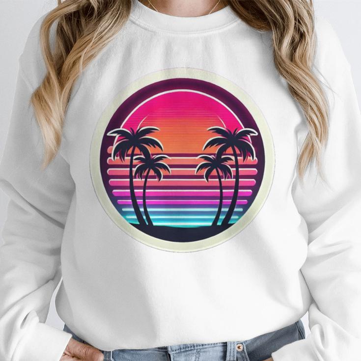 Retro 80s Synthwave Sunset & Palm Trees Retro Nostalgia 80s Unisex Sweatshirt