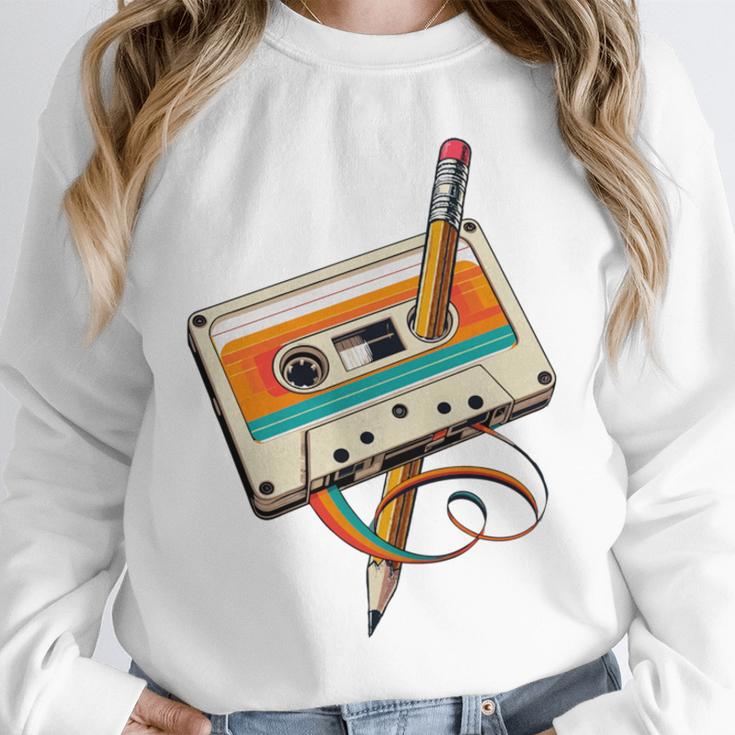 Retro Cassette Tape & Pencil Rewind Nostalgia Party 80s 90s Unisex Sweatshirt