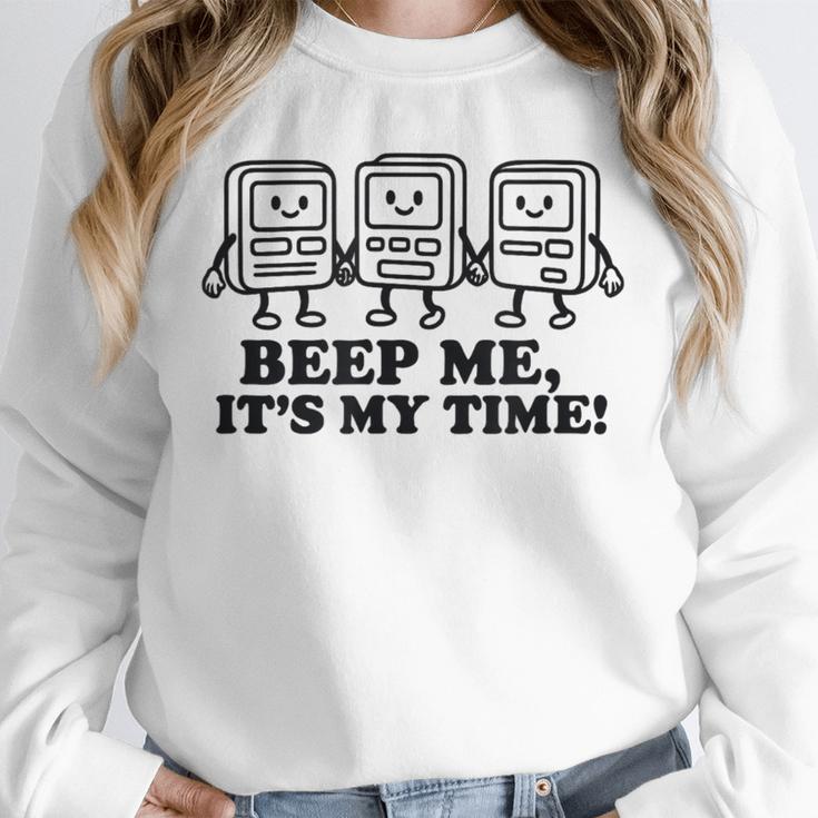 Retro Pager Squad Minimalist Monochrome Cartoon Nostalgia Unisex Sweatshirt