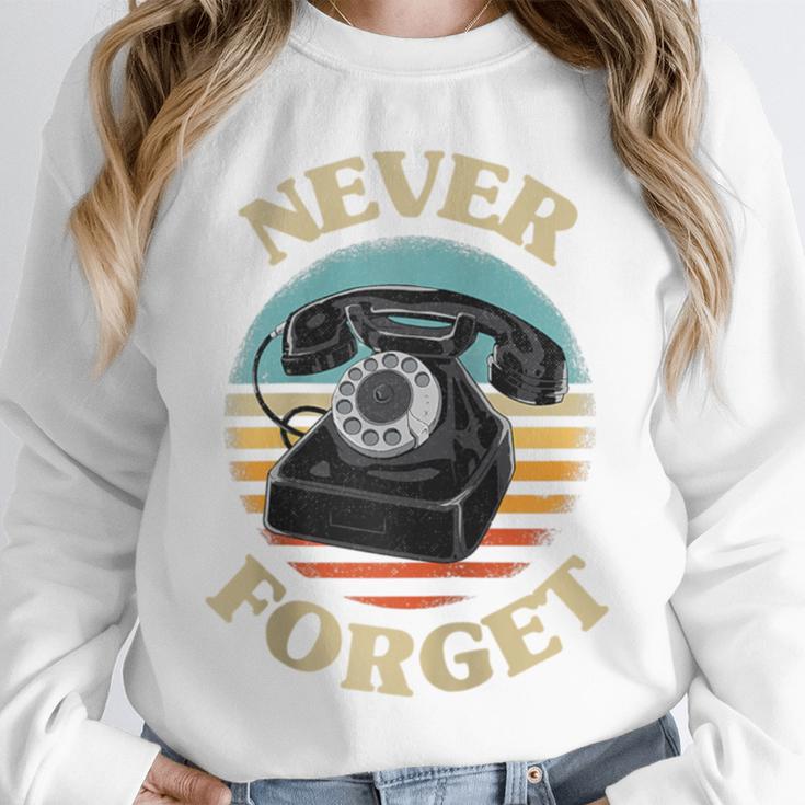 Retro Phone Never Forget Nostalgia Vintage Raglan Baseball Tee Unisex Sweatshirt