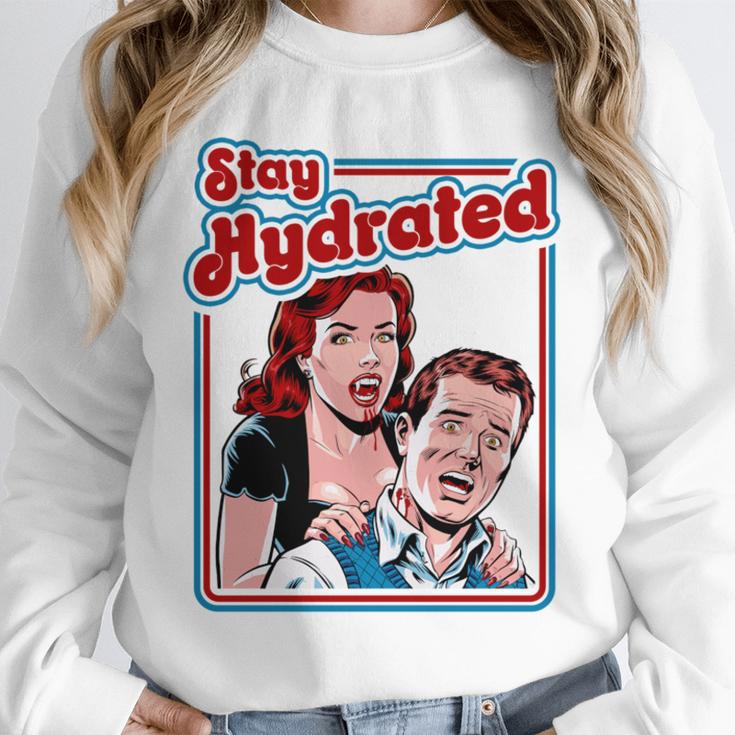 Retro Vampire Book Cover Style Stay Hydrated Halloween Unisex Sweatshirt
