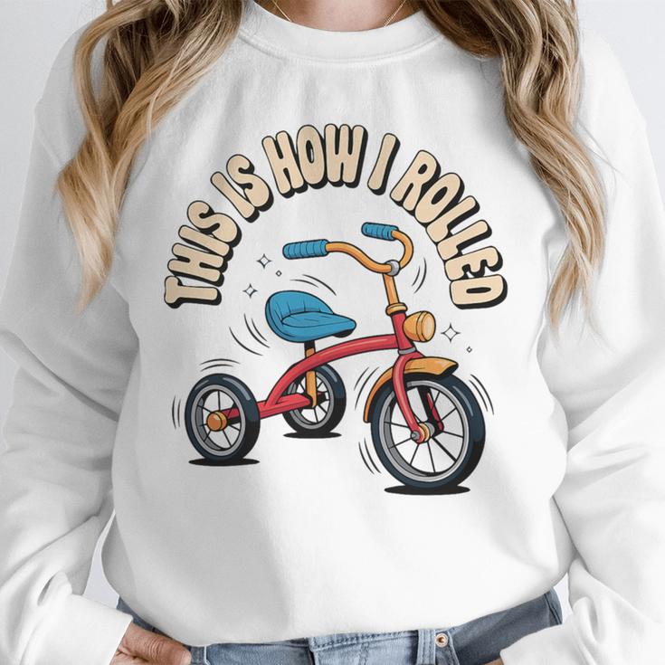 This How I Rolled Retro Tricycle 80s 90s Kid Nostalgia Premium Tri-Blend Unisex Sweatshirt