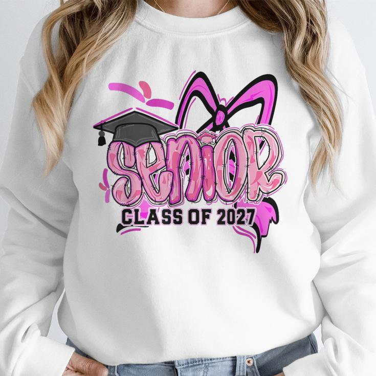 Senior 2027 Class Of 2027 Coquette Girl Pink Graduation 2027 Unisex Sweatshirt
