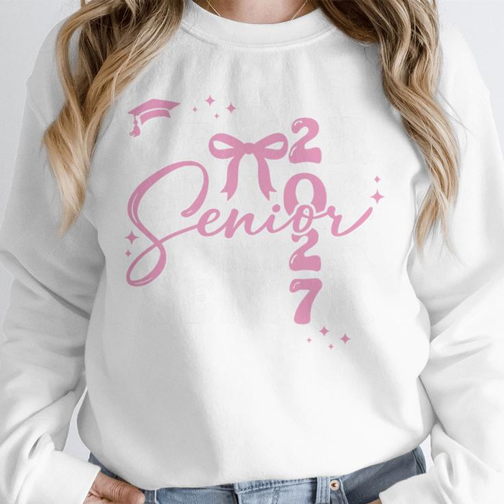 Senior 2027 Class Of 2027 Coquette Pink Bow Graduation 2027 Premium Tri-Blend Unisex Sweatshirt