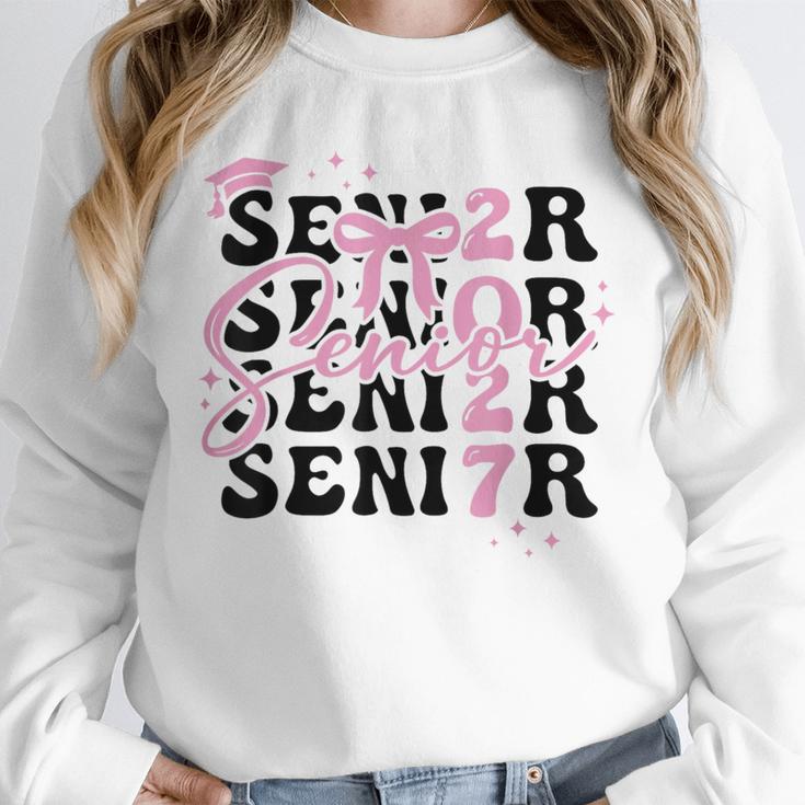 Senior 2027 Class Of 2027 Coquette Pink Bow Graduation 2027 Unisex Sweatshirt