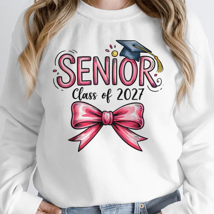 Senior Class Of 2027 Coquette Pink Bow Graduation 2027 Girls Unisex Sweatshirt