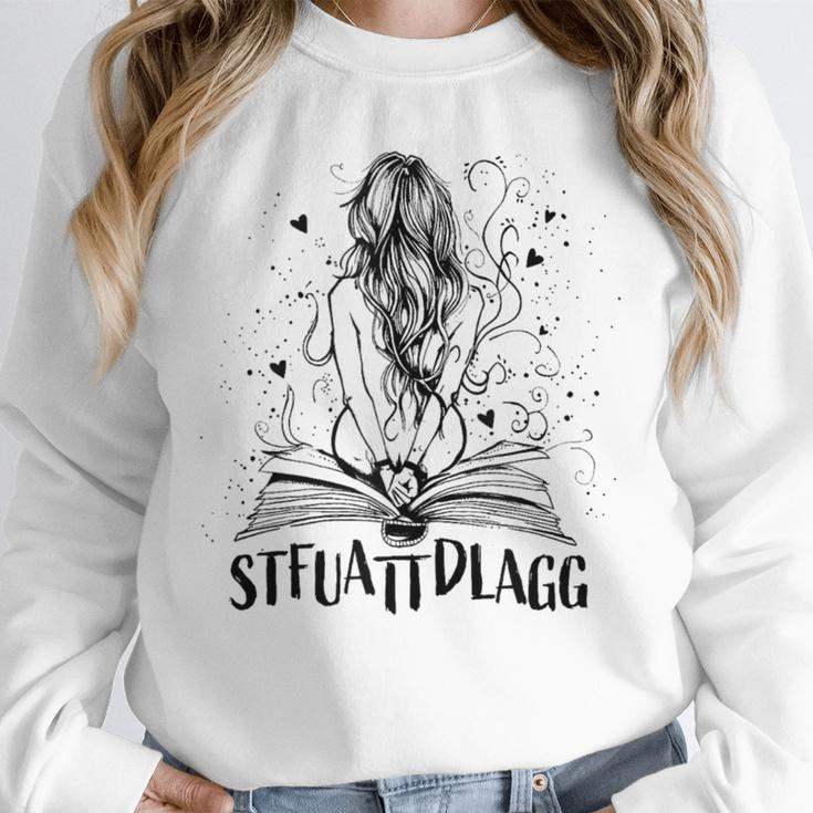 Sexy STFUATTDLAGG Hot Woman Reading Spicy Good Book Love Unisex Sweatshirt