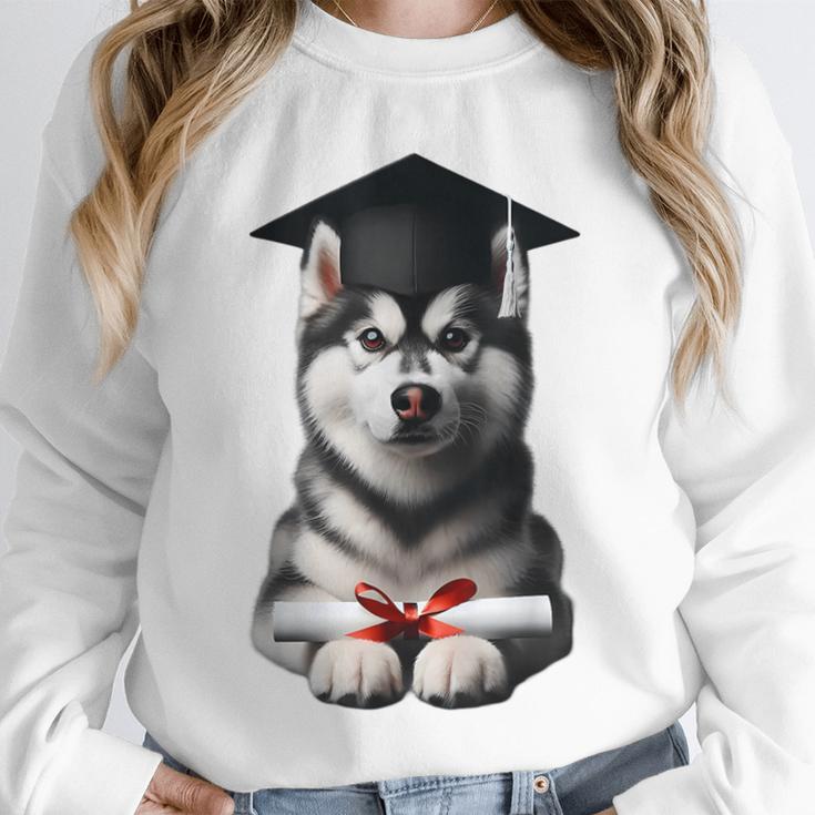 Siberian Husky Dog Graduation Cap Training School Graduate Men Women Kids Unisex Sweatshirt