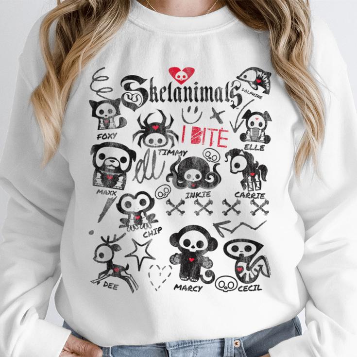 Skelanimals I Bite Vintage Retro Dead Pet Textbook Collage Unisex Sweatshirt