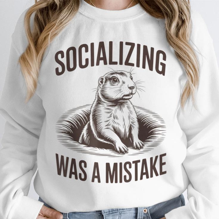 Socializing Was a Mistake Prairie Dog Introverts Humor Unisex Sweatshirt Socializing Was a Mistake Prairie Dog Introverts Humor Unisex Sweatshirt