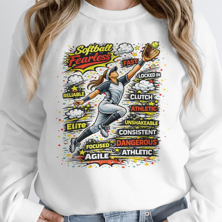 Softball Outfielder Best Traits Brave Retro Comic Book Art Premium Tri-Blend Unisex Sweatshirt
