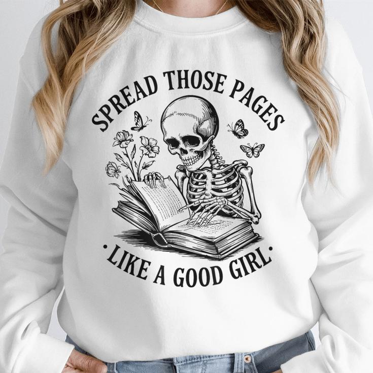 Spread Those Pages Like A Good Girl Skeleton Floral Book Unisex Sweatshirt Spread Those Pages Like A Good Girl Skeleton Floral Book Unisex Sweatshirt