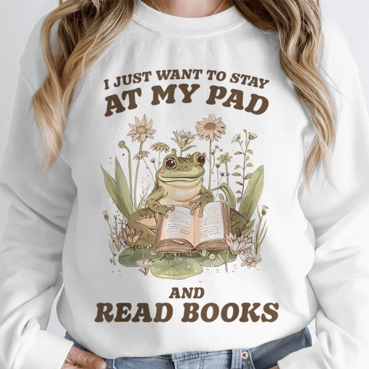 Stay At My Pad And Read Books Frog Introvert Reading Unisex Sweatshirt Stay At My Pad And Read Books Frog Introvert Reading Unisex Sweatshirt