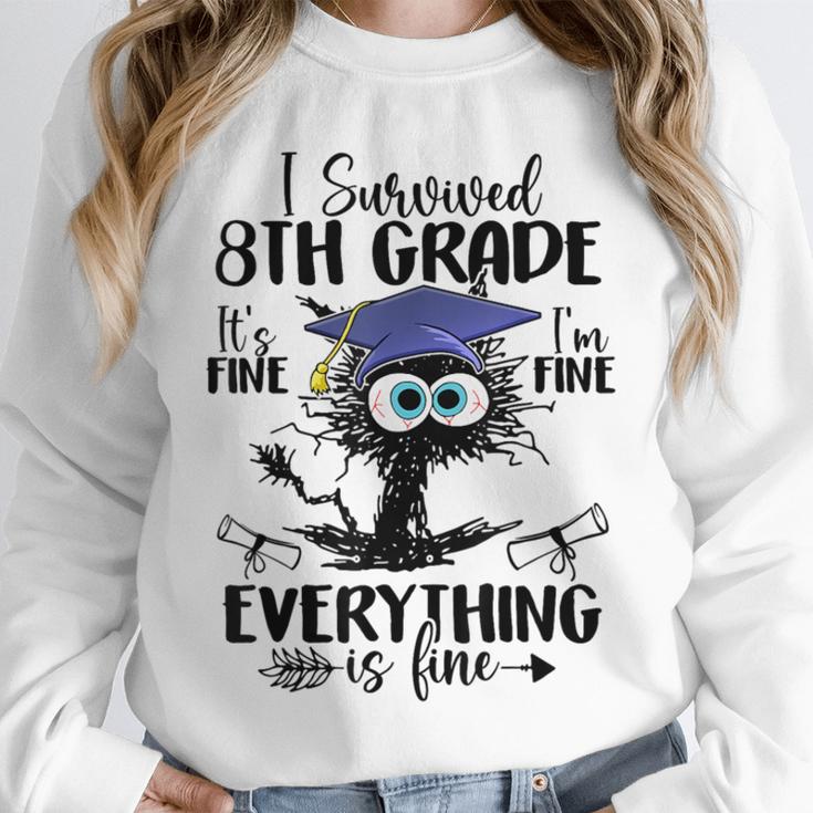 I Survived 8th Grade Graduated Cat Graduation Unisex Sweatshirt