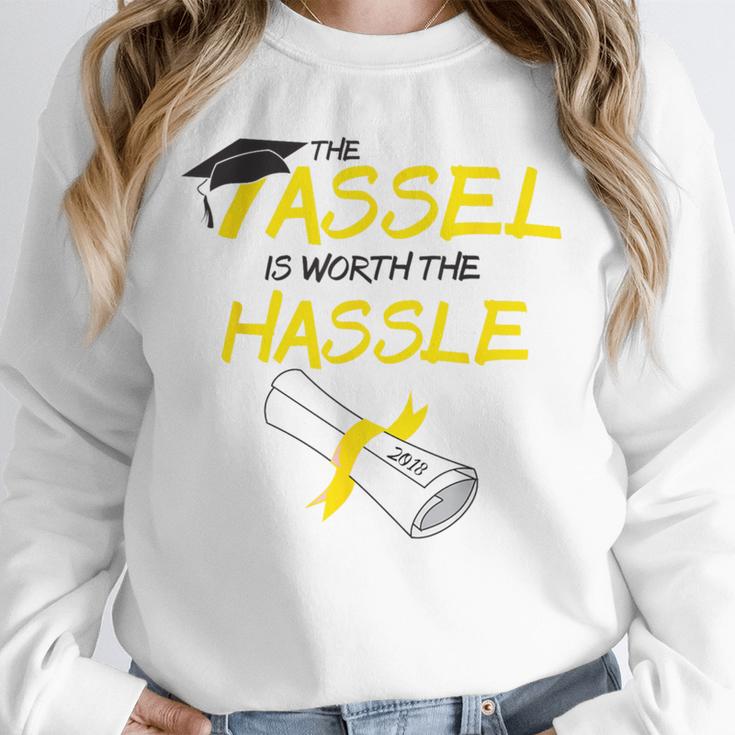 Tassel Worth The Hassle 2018 Graduation Quote Ylw Unisex Sweatshirt