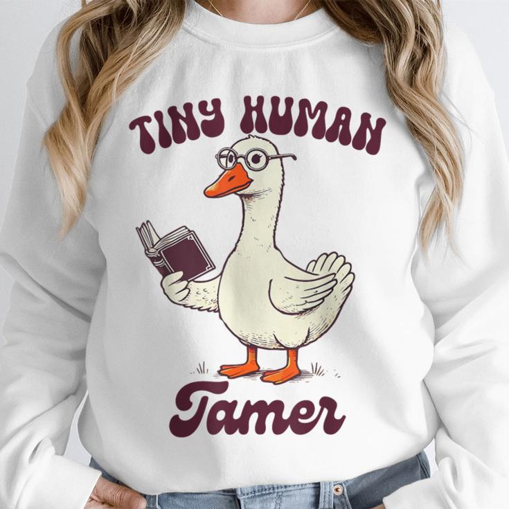 Teacher Silly Goose Reading Book Teaching Tiny Human Tamer Unisex Sweatshirt Teacher Silly Goose Reading Book Teaching Tiny Human Tamer Unisex Sweatshirt
