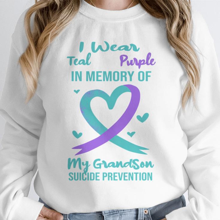 Teal Purple Memory Of Grandson Suicide Prevention Ribbon Unisex Sweatshirt Teal Purple Memory Of Grandson Suicide Prevention Ribbon Unisex Sweatshirt