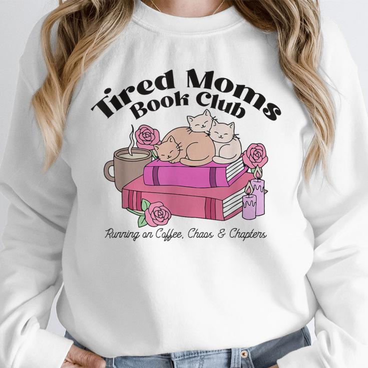 Tired Moms Book Club Running On Coffee Chaos And Chapter Cat Unisex Sweatshirt