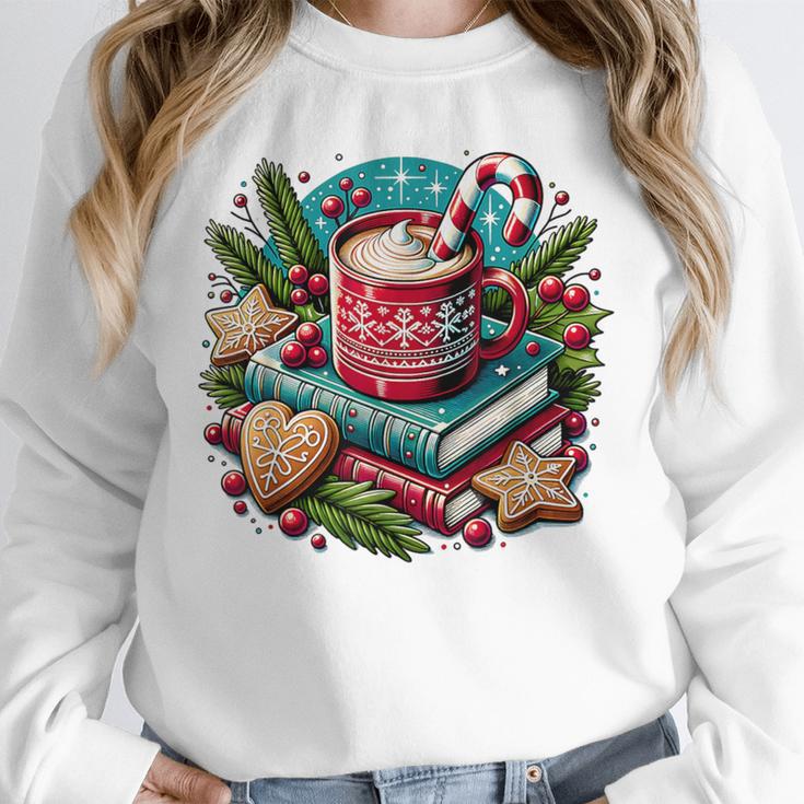 Vintage Cozy Winter Hot Cocoa Books Gingerbread Book Lovers Unisex Sweatshirt