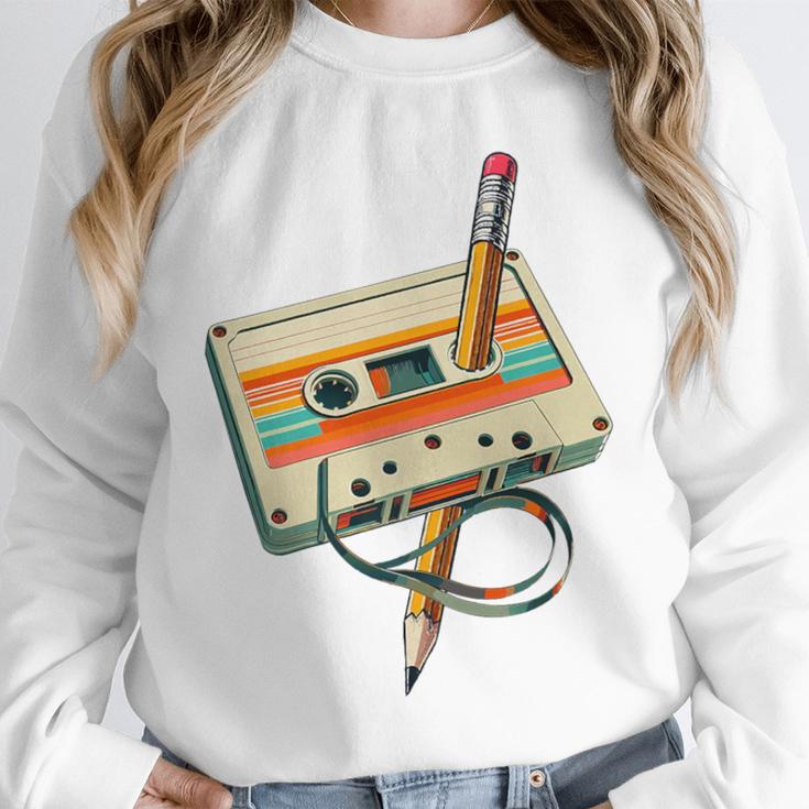 Vintage Pencil Rewind Cassette Tape Nostalgia Party 80s 90s Premium Unisex Sweatshirt