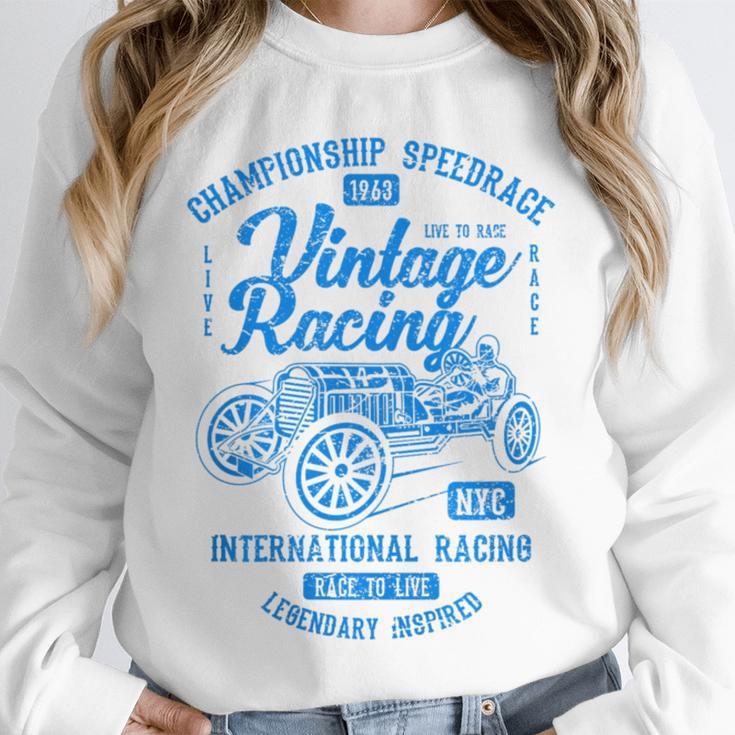 Vintage Racing Automotive Nostalgia Distressed Car Premium Tri-Blend Unisex Sweatshirt