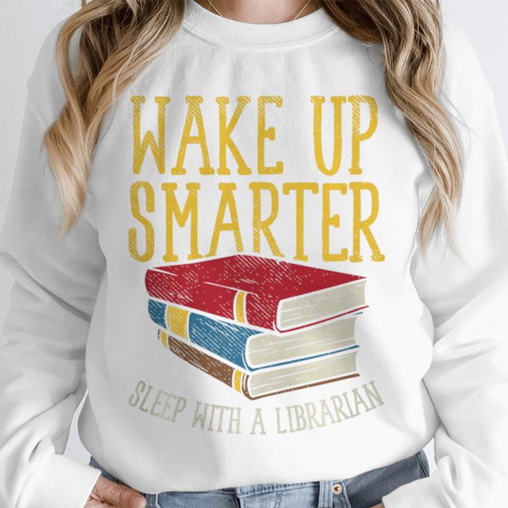 Wake Up Smarter Librarian Book Stack Premium Tri-Blend Unisex Sweatshirt