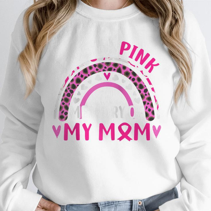 I Wear Pink In Memory Of My Mom Breast Cancer Awareness Raglan Baseball Tee Unisex Sweatshirt