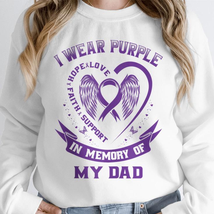 I Wear Purple In Memory Of My Dad Alzheimers Awareness Heart Unisex Sweatshirt I Wear Purple In Memory Of My Dad Alzheimers Awareness Heart Unisex Sweatshirt