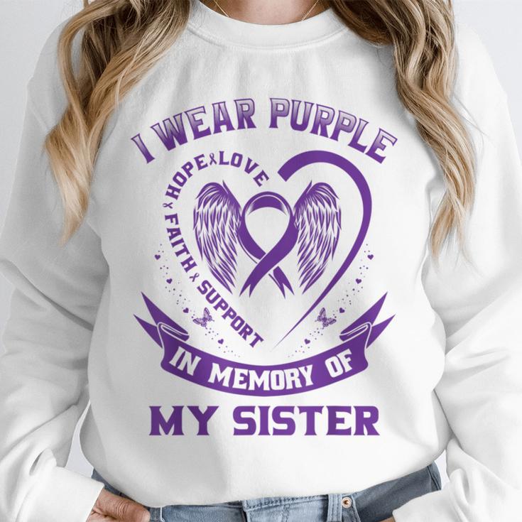 I Wear Purple In Memory Of My Sister Alzheimers Awareness Unisex Sweatshirt