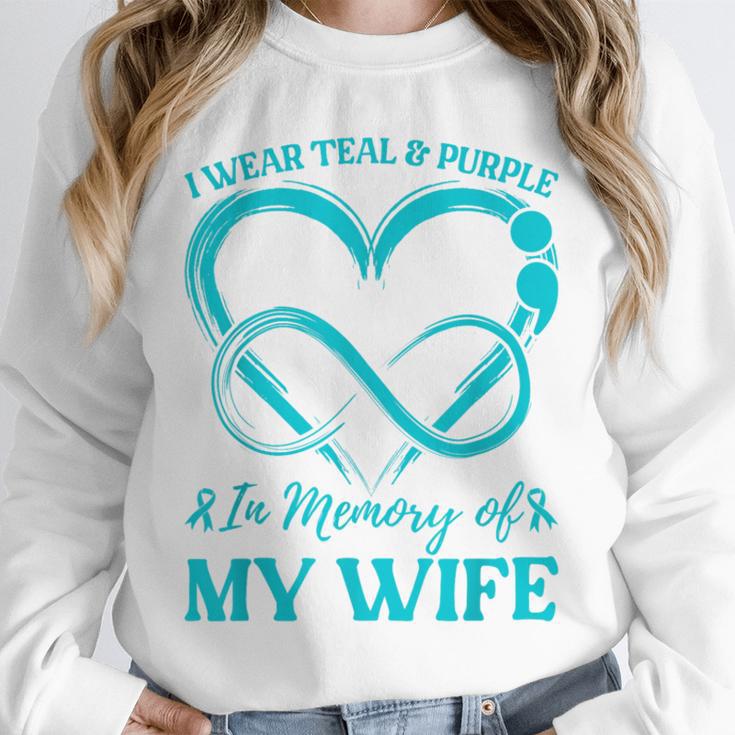 I Wear Teal & Purple In Memory Of My Wife Unisex Sweatshirt I Wear Teal & Purple In Memory Of My Wife Unisex Sweatshirt