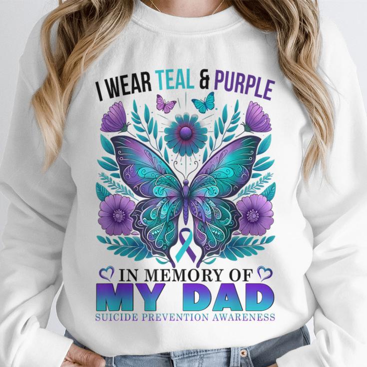 I Wear Teal Purple In Memory Of My Dad Suicide Awareness Unisex Sweatshirt