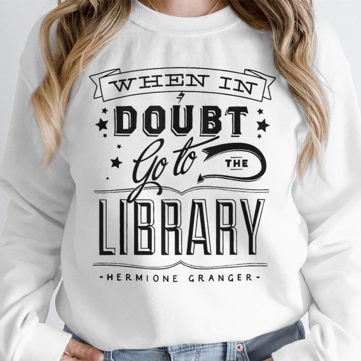 When In Doubt Go To The Library Teacher Vintage Book Lovers Unisex Sweatshirt