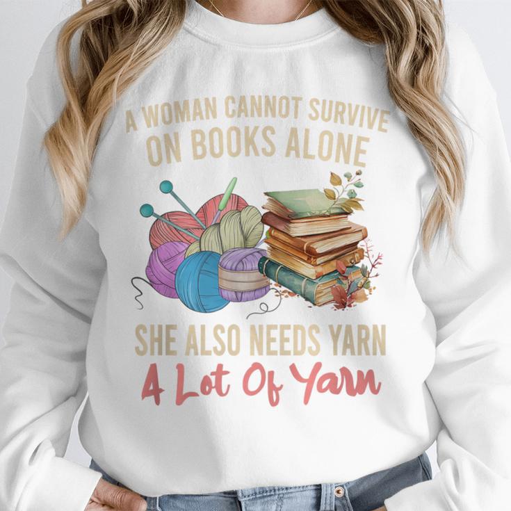 A Woman Cannot Survive On Books Alone She Needs Yarn Crochet Premium Tri-Blend Unisex Sweatshirt A Woman Cannot Survive On Books Alone She Needs Yarn Crochet Premium Tri-Blend Unisex Sweatshirt
