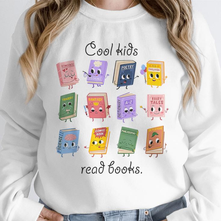 Women Cool Kids Read Books Teacher Back To School Librarian Unisex Sweatshirt
