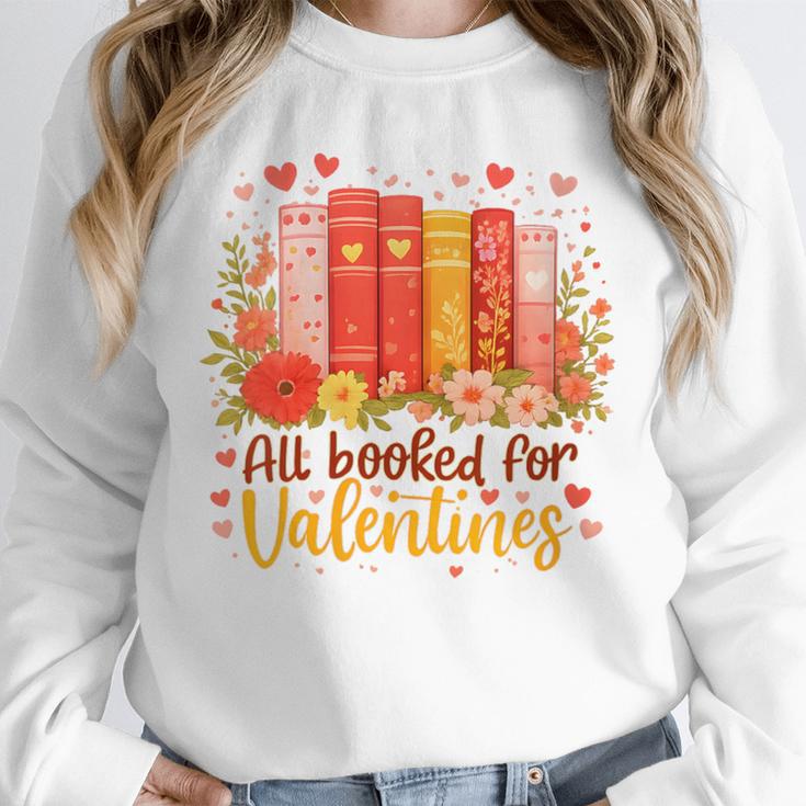Women's All Booked For Valentine Teacher Valentines Reading Book Unisex Sweatshirt