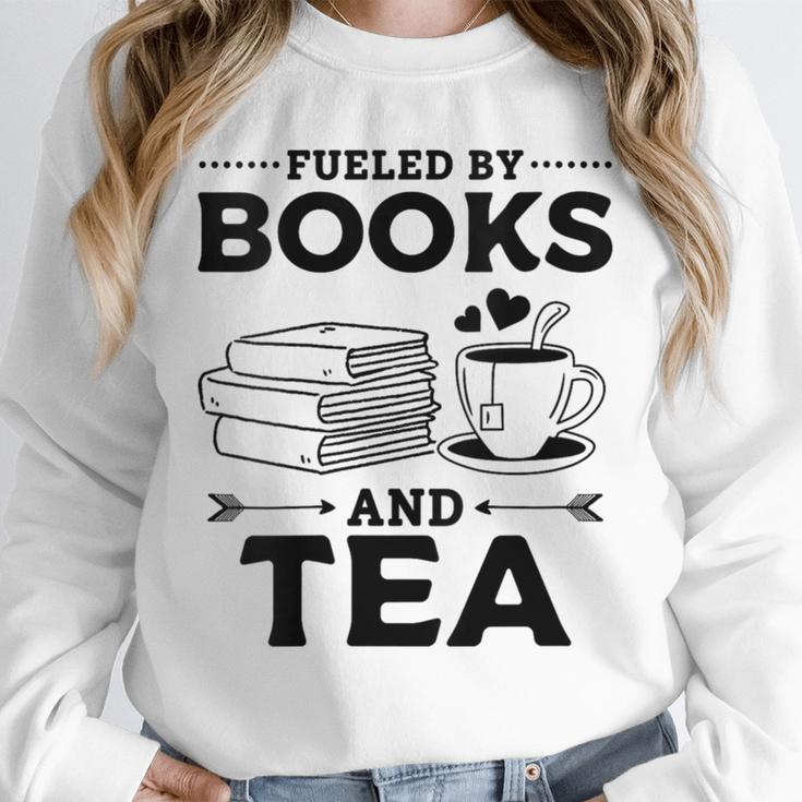 Women's Fueled By Books And Tea Book Lover Bookworm Reading Books Unisex Sweatshirt