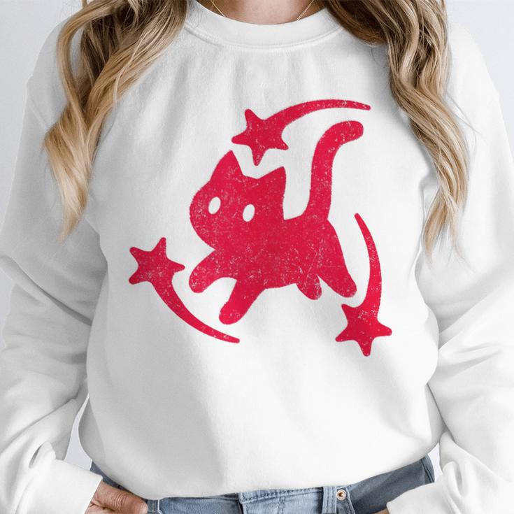 Yk2 Grunge Scary Cat With Shooting Stars 90s Nostalgia Unisex Sweatshirt Yk2 Grunge Scary Cat With Shooting Stars 90s Nostalgia Unisex Sweatshirt
