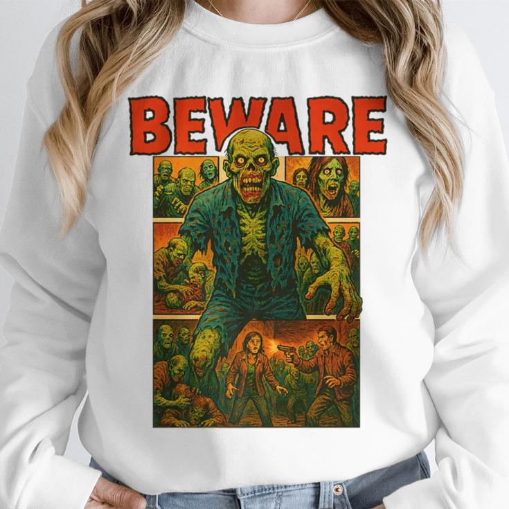 Zombie Tee Horror Movie Poster Vintage Comic Book Graphic Premium Unisex Sweatshirt