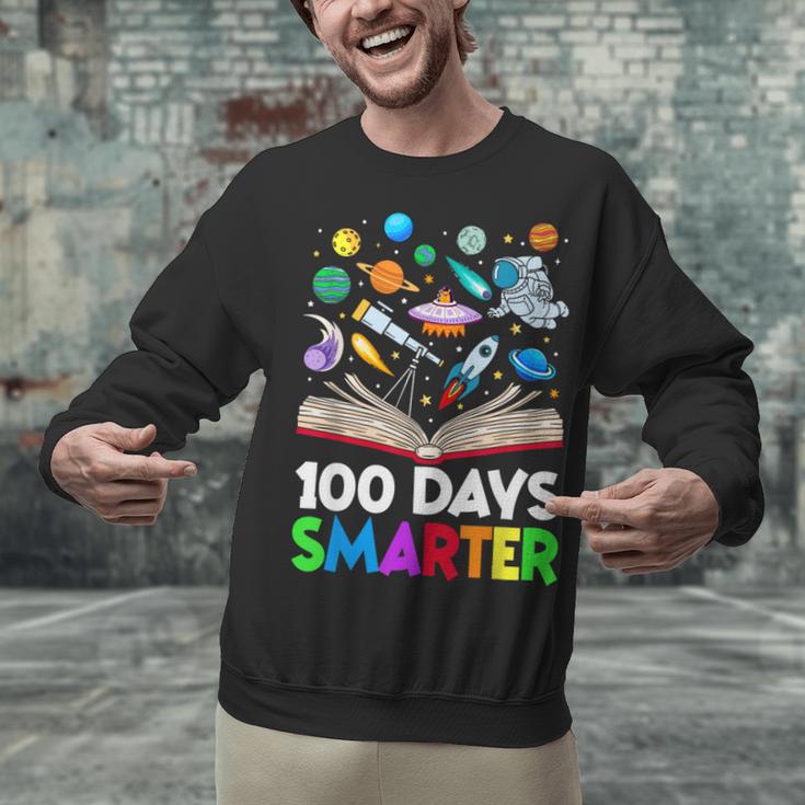 100th Day Of School Astronaut Books Space 100 Days Smarter Unisex Sweatshirt