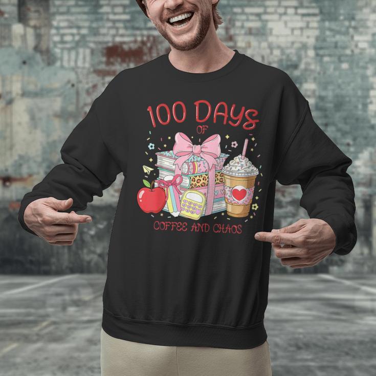 100th Day Of School Teachers 100 Days Of Coffee Chaos Books Unisex Sweatshirt