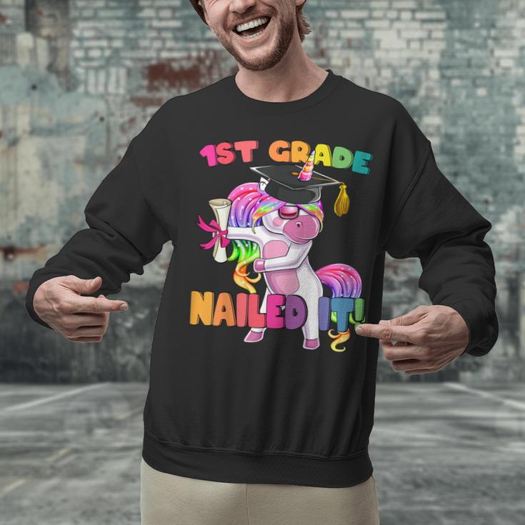 1st Grade Nailed It Flossing Unicorn Graduation Shirt Unisex Sweatshirt