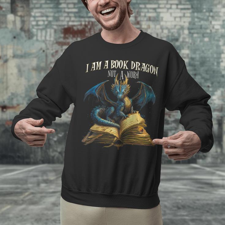 3 Bookish Quote I Am a Book Dragon Not a Worm Reading Book Unisex Sweatshirt