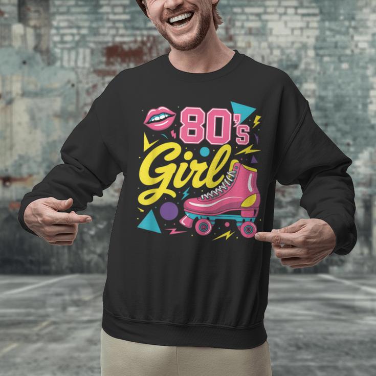 80's Girl Roller Skates Skating Eighties 1980s Nostalgia Unisex Sweatshirt
