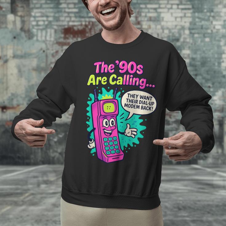 The 90s Are Calling Retro 90s Kid Nostalgia Gag Meme Unisex Sweatshirt