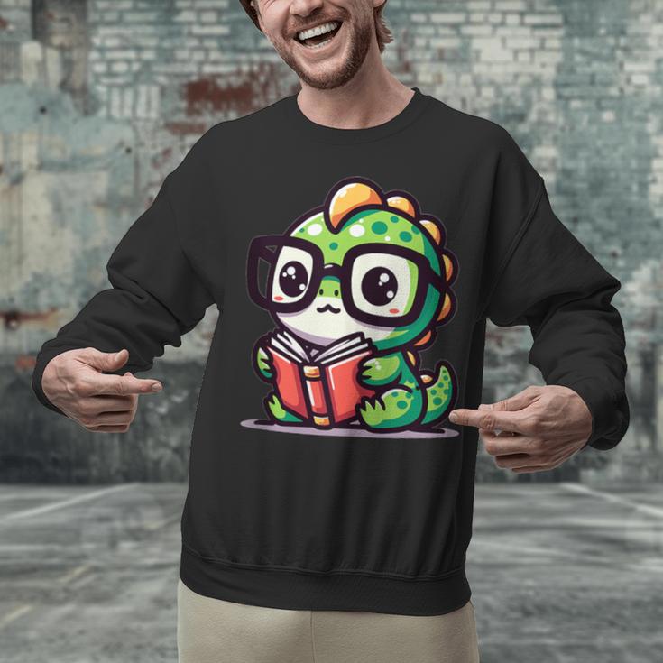 Adorable Book Lover Iguana With Reading Glasses Cute Unisex Sweatshirt