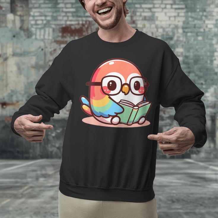 Adorable Book Lover Parrot With Reading Glasses Cute Unisex Sweatshirt