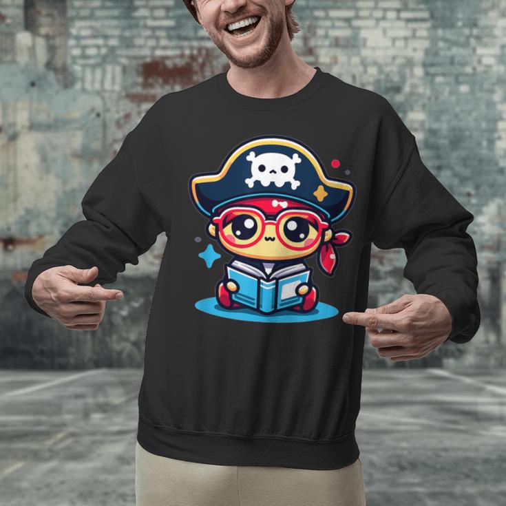 Adorable Book Lover Pirate With Reading Glasses Cute Unisex Sweatshirt