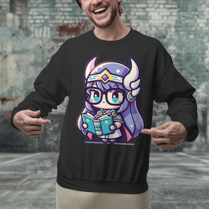 Adorable Book Lover Valkyrie With Reading Glasses Cute Unisex Sweatshirt