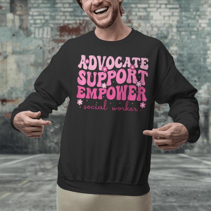 Advocate Support Empower Groovy Social Worker Graduation MSW Unisex Sweatshirt